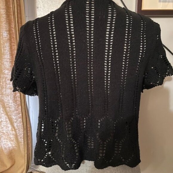 Denver Hayes Crochet Black Shrug Vest size small - Picture 3 of 4